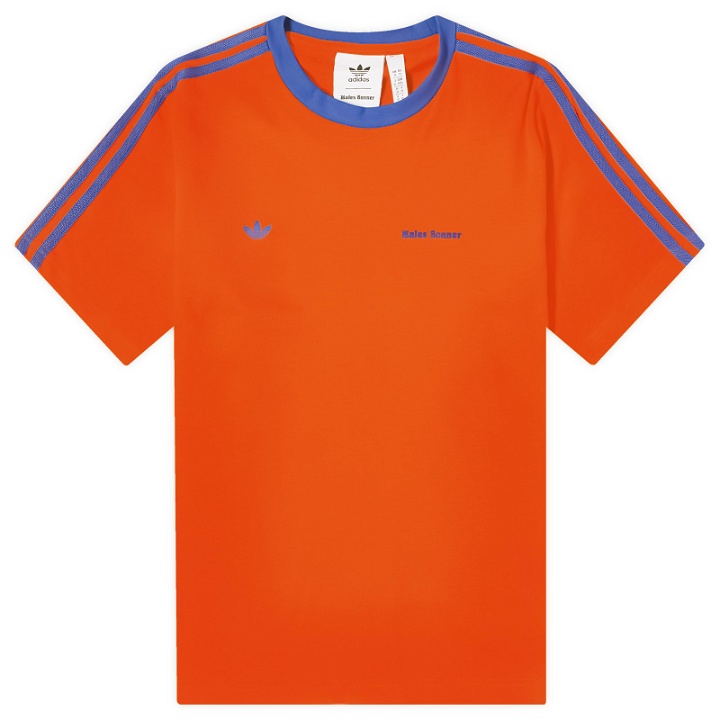 Photo: Adidas x Wales Bonner Short Sleeve T-Shirt in Bold Orange/Team Royal Blue