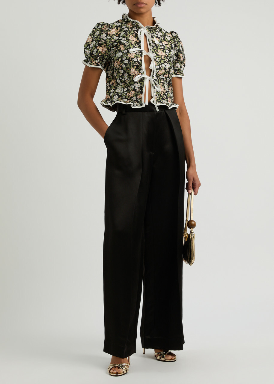 Sister Jane Graces Floral-jacquard top Green