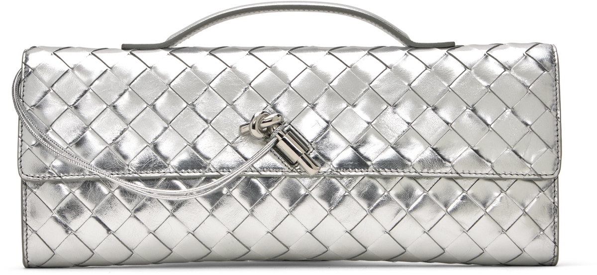 Bottega Veneta Silver Andiamo Clutch