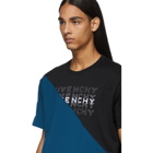 Givenchy Black and Blue Diagonal Colorblock T-Shirt