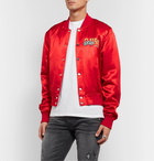 AMIRI - Leather-Appliquéd Satin Bomber Jacket - Red