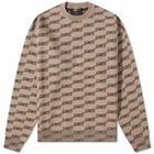 Balenciaga Men's Monogrammed BB Crew Knit in Beige/Brown