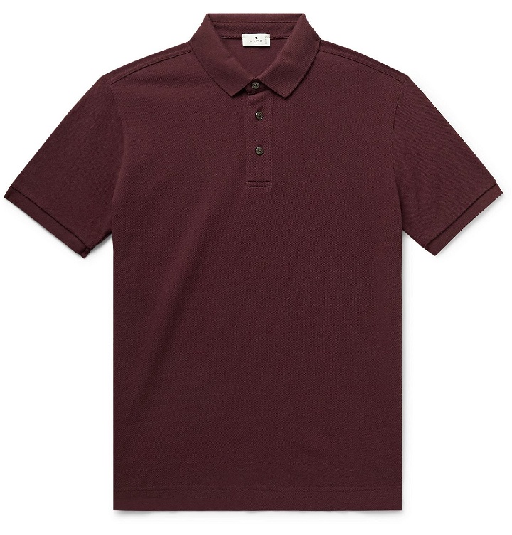 Photo: ETRO - Cotton-Piqué Polo Shirt - Burgundy