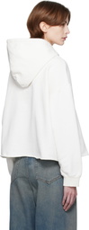 MM6 Maison Margiela White Raw Hem Hand Painted Logo Hoodie