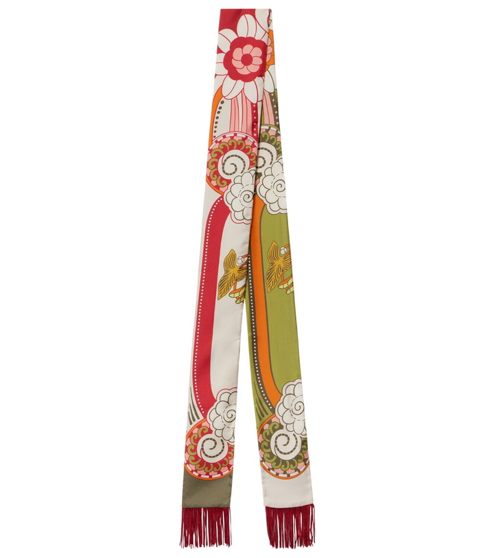 Photo: La DoubleJ Fringed printed silk scarf