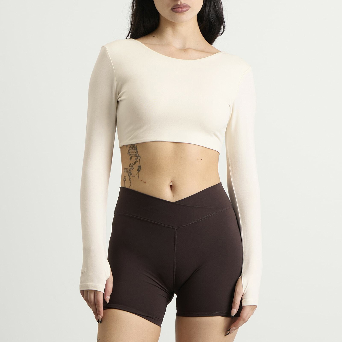 TALA Women's Tie Reversible Long Sleeve Top in Coconut Milk