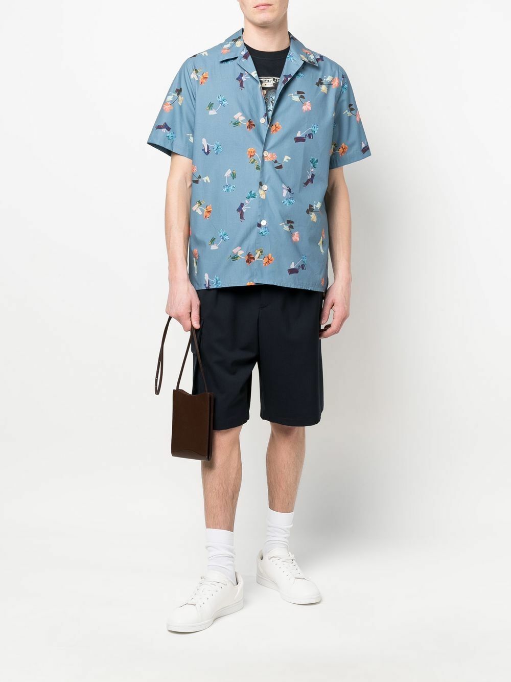 PS BY PAUL SMITH Painted Floral-print Short-sleeve Shirt In Blue Multi Small sale