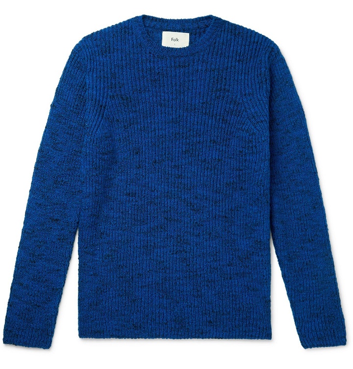 Photo: Folk - Ripple Mélange Wool-Blend Sweater - Blue