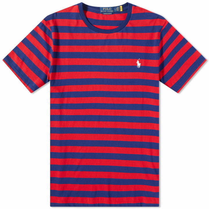 Photo: Polo Ralph Lauren Men's Stiped T-Shirt in Red/Fall Royal