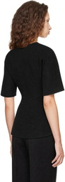 LISA YANG Black Doublé V Neck Top