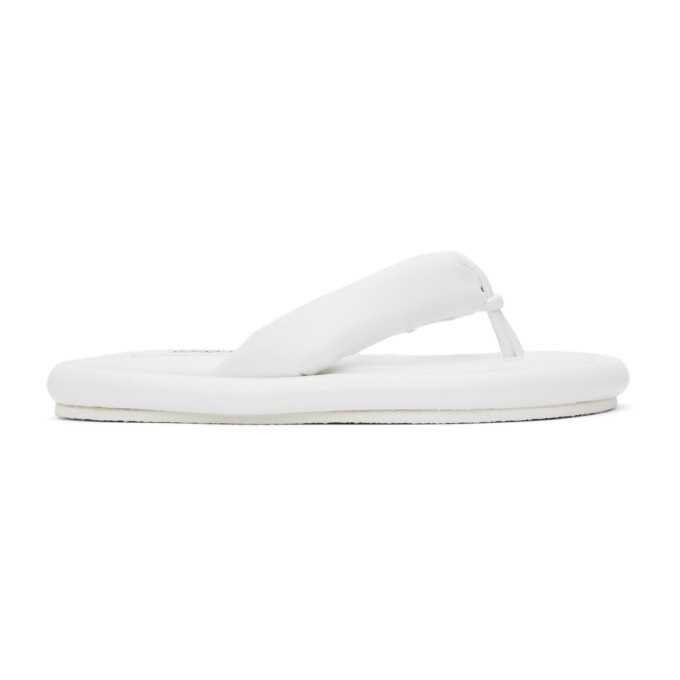 Photo: MM6 Maison Margiela White Faux-Leather Padded Sandals