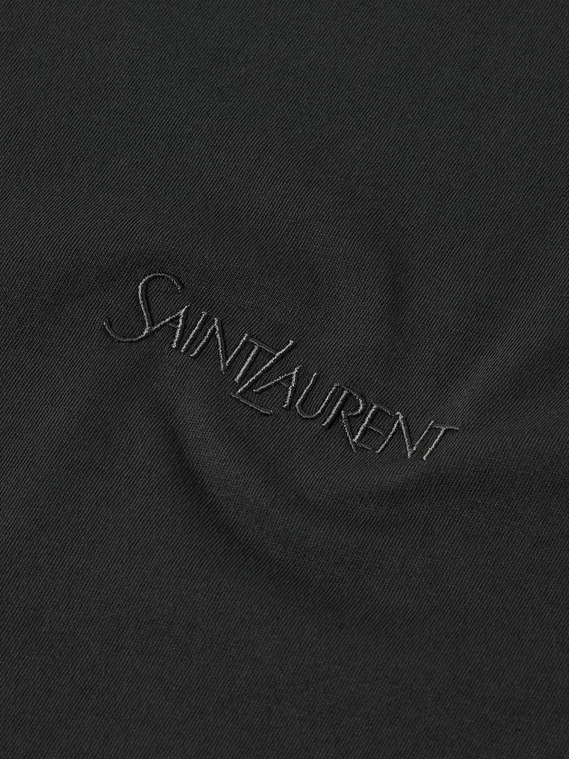 【関税・送料込み】Saint Laurent Logo embroidery t-shirt Yves Saint Laurent RARE Vintage 90's Navy Blue Embroidered T
