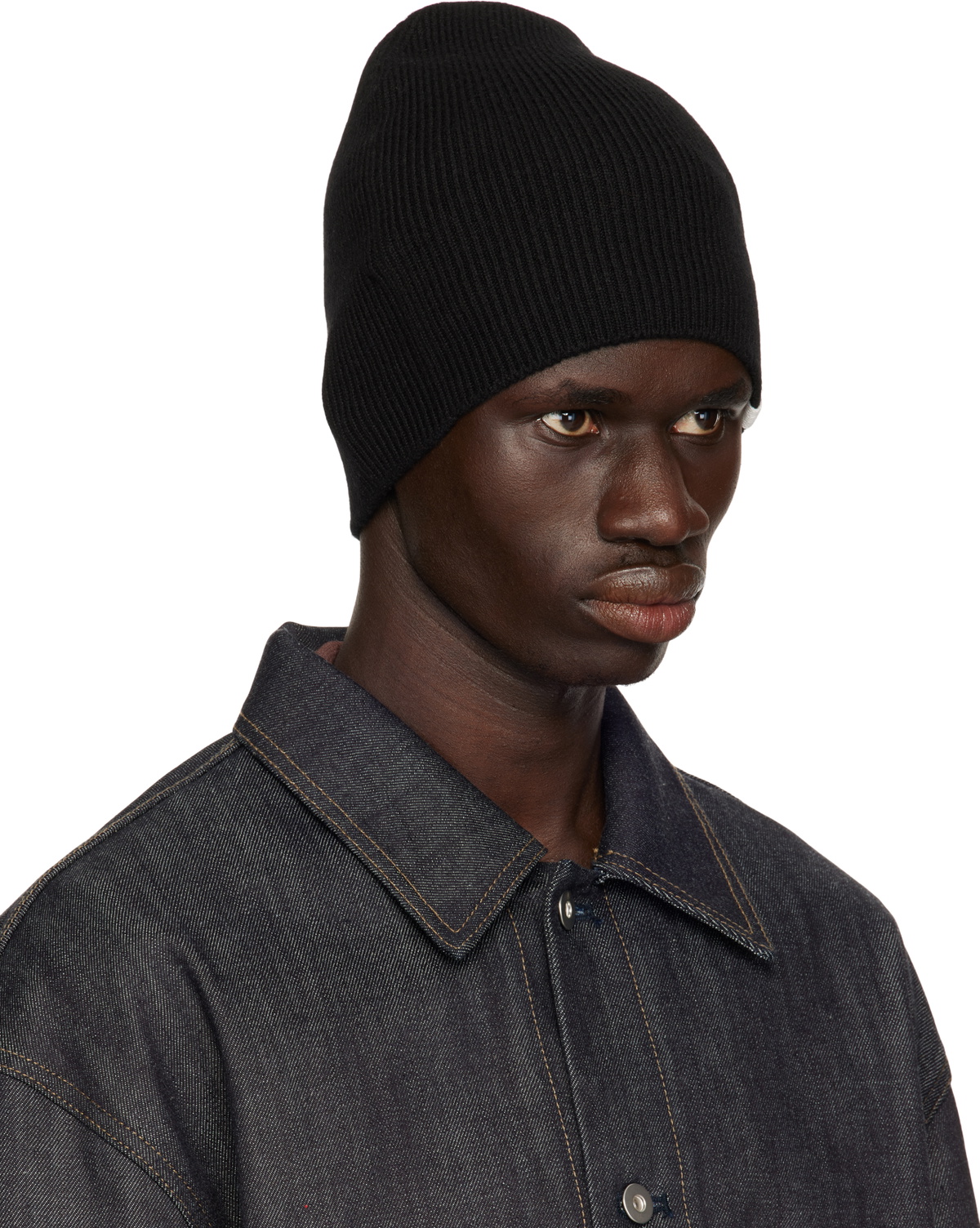Jil Sander Black Rib-Knit Beanie