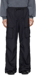 Juun.J Black Ripstop Poly Puckering Cargo Pants