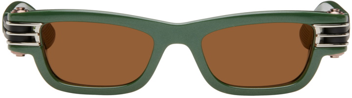 Photo: Bottega Veneta Green Bolt Squared Sunglasses