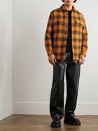 Burberry - Button-Down Collar Checked Padded Wool and Cotton-Blend Overshirt - Orange