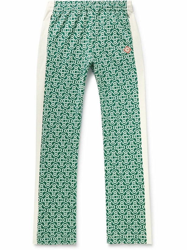 Photo: Casablanca - Straight-Leg Logo-Jacquard Cotton-Blend Track Pants - Green