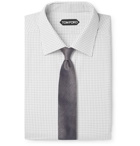 TOM FORD - White Slim-Fit Checked Cotton-Poplin Shirt - Gray