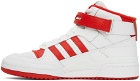 adidas Originals White & Red Forum Mid Sneakers