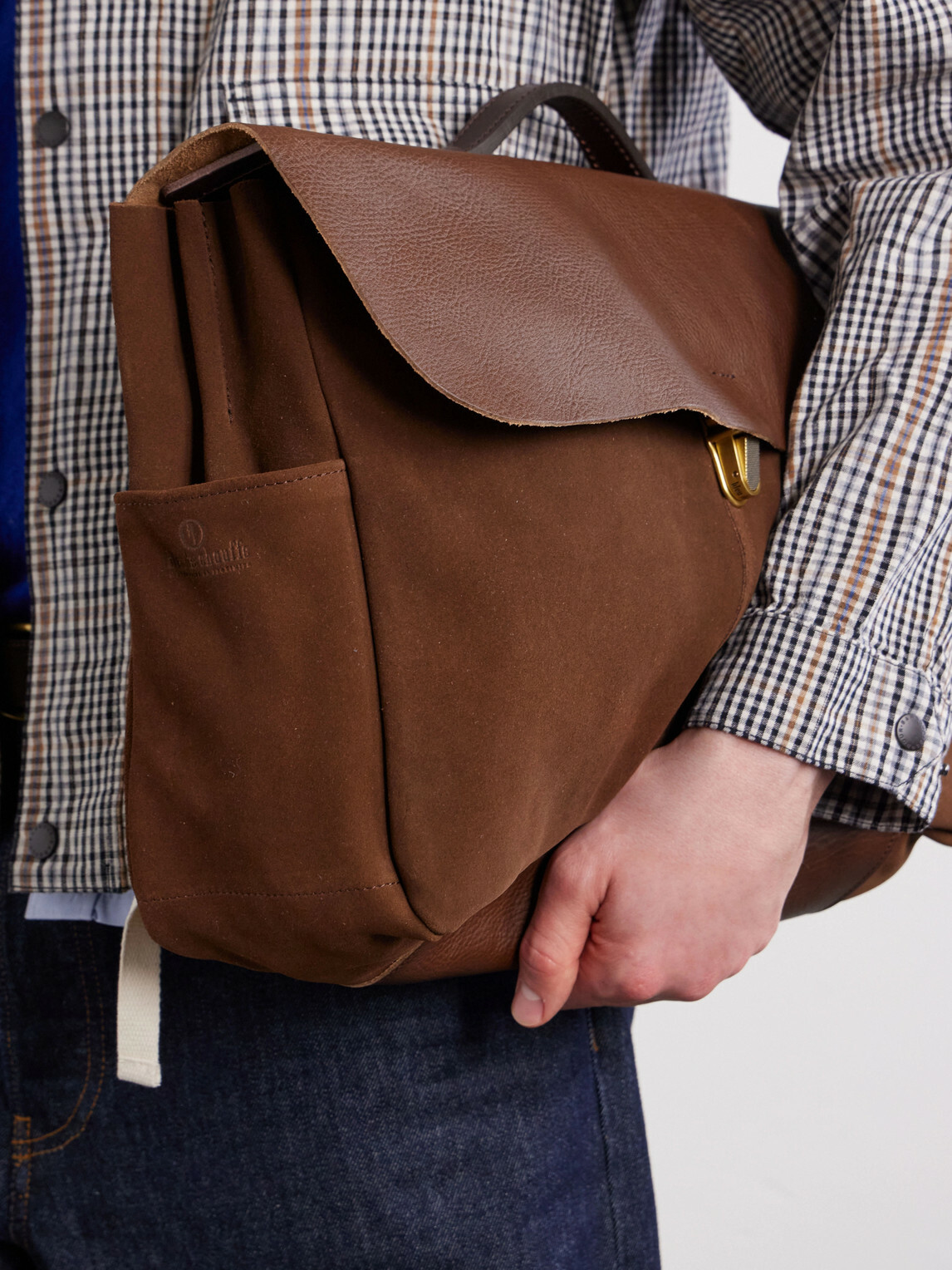 Bleu de Chauffe - Charles Leather-Trimmed Suede Briefcase