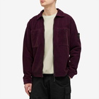 Stone Island Men's Corduroy Overshirt in Dark Burgundy