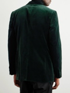 Mr P. - Cotton-Blend Velvet Tuxedo Jacket - Green