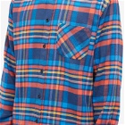 Portuguese Flannel Men's Basti Button Down Check Shirt in Blue/Orange