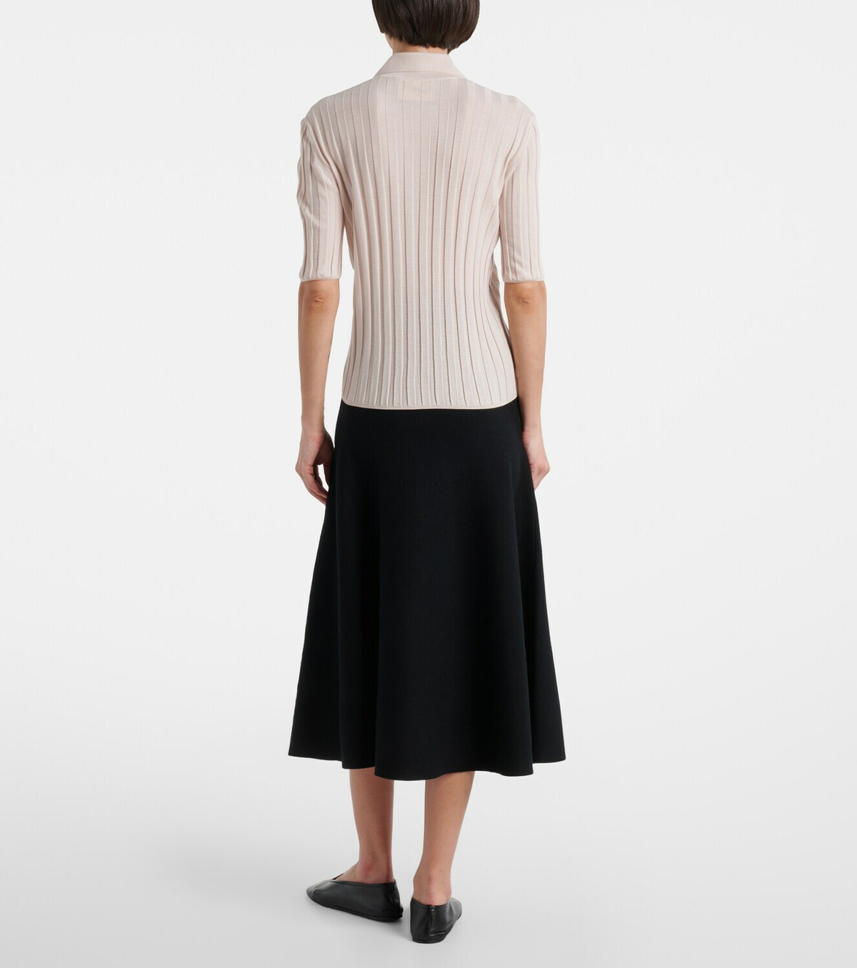 Plan C Ribbed-knit wool polo shirt