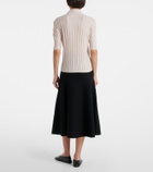 Plan C Ribbed-knit wool polo shirt