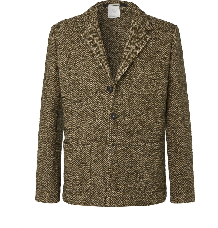 Photo: Massimo Alba - Brown Unstructured Herringbone Wool-Blend Blazer - Brown