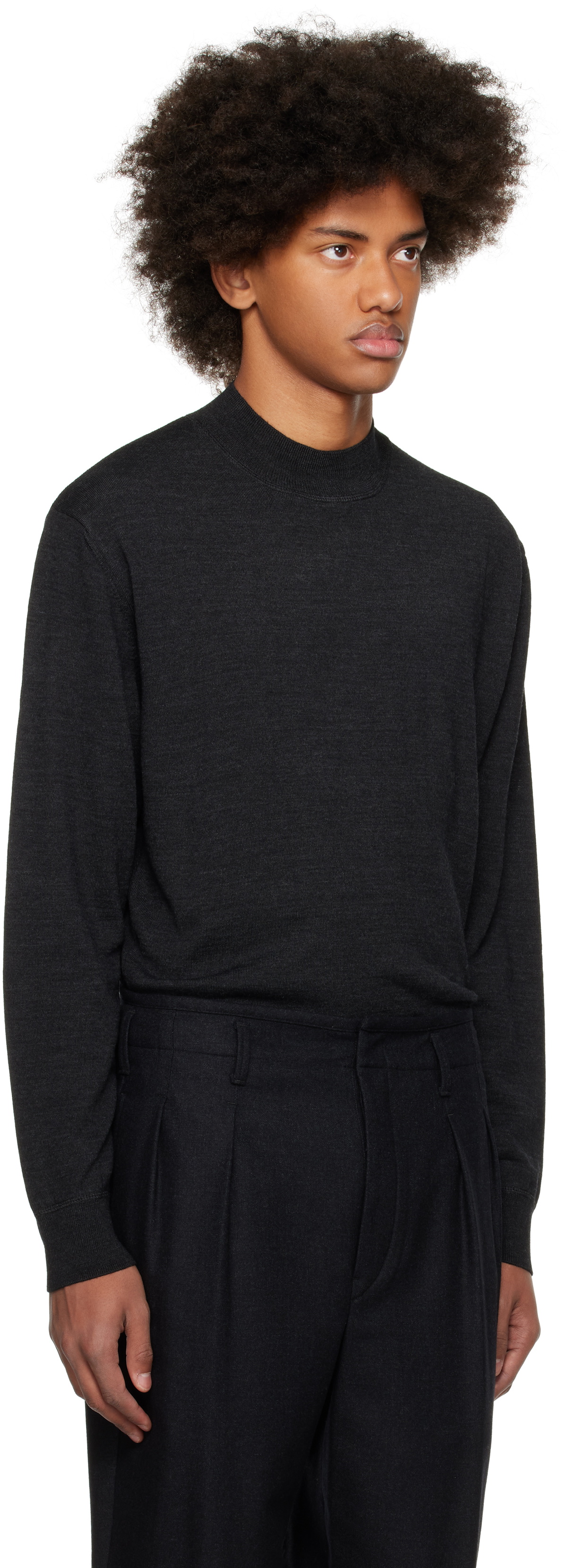 LEMAIRE Gray Mock Neck Sweater Lemaire