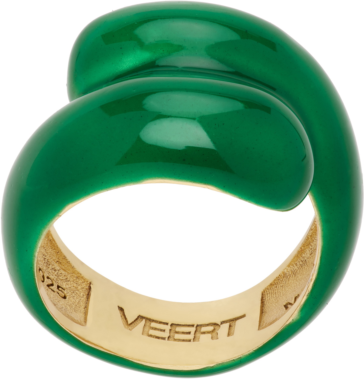 VEERT Gold 'The Green Enamel Wrap' Ring