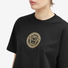 Versace Women's Logo Crop T-Shirt in Black/Gold