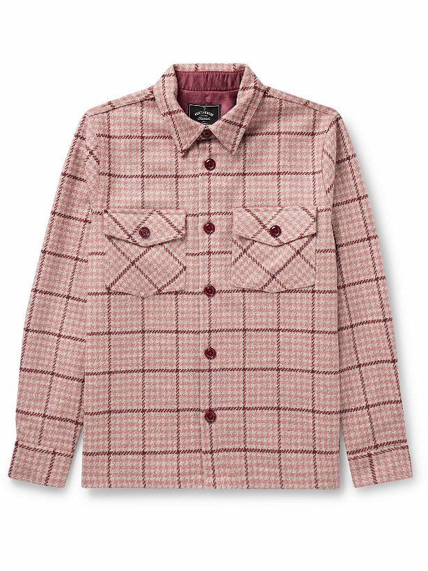 Photo: Portuguese Flannel - Todder Prince of Wales Checked Wool-Tweed Overshirt - Pink
