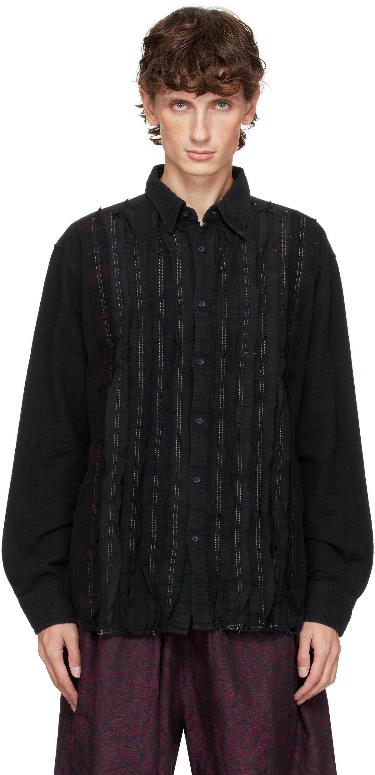 NEEDLES Black Rebuild Ribbon Shirt Needles