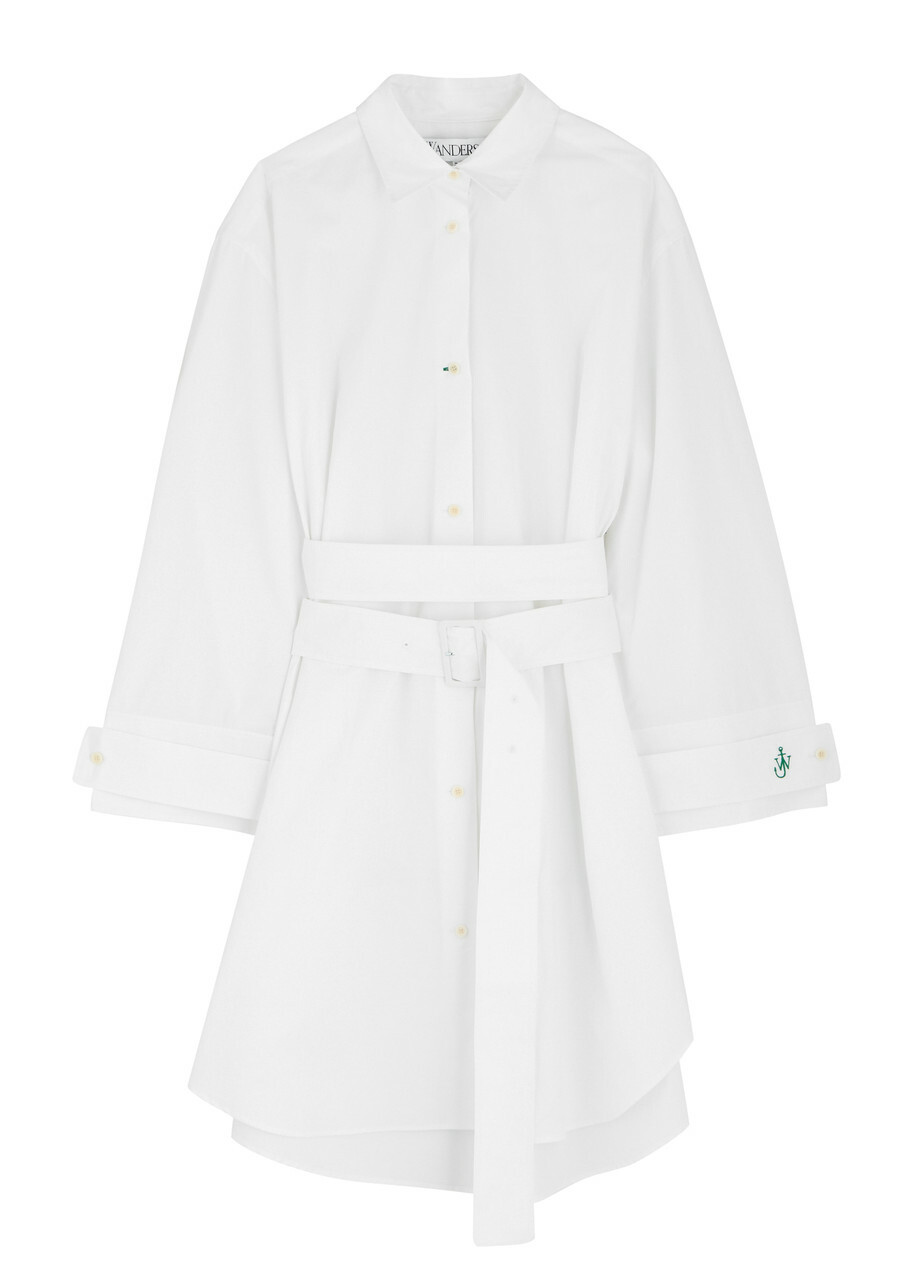 JW Anderson Belted Cotton-poplin Shirt Dress White JW Anderson JW Anderson Belted Cotton-poplin Shirt Dress White JW Anderson
