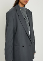 Lemaire Double-breasted Woven Blazer Dark Grey