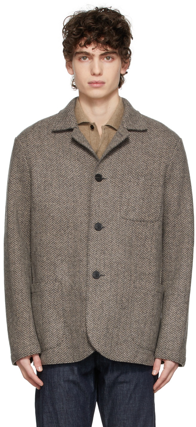 Photo: Harris Wharf London Grey Wool Herringbone Coat