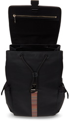 Paul Smith Black Signature Stripe Foldover Backpack