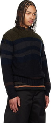 sacai Navy Horizontal Stripe Knit Pullover Sweater