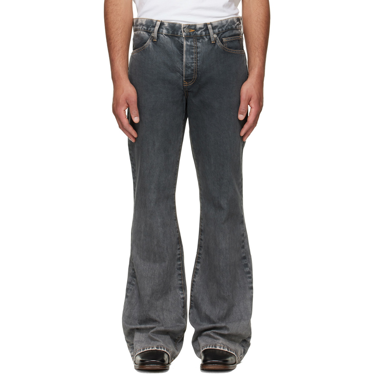 COÛT DE LA LIBERTÉ Black Jimmy Ecru Twill Flare Jeans