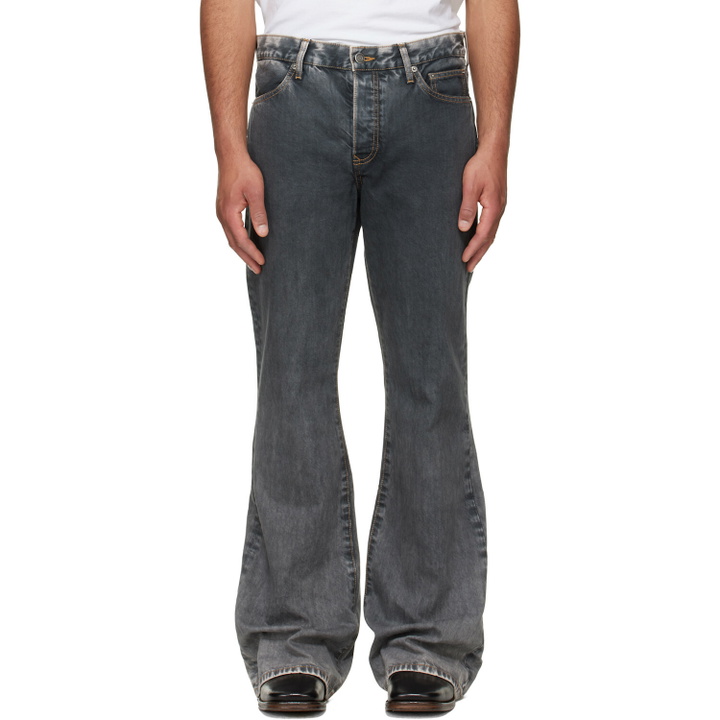 Photo: COÛT DE LA LIBERTÉ Black Jimmy Ecru Twill Flare Jeans