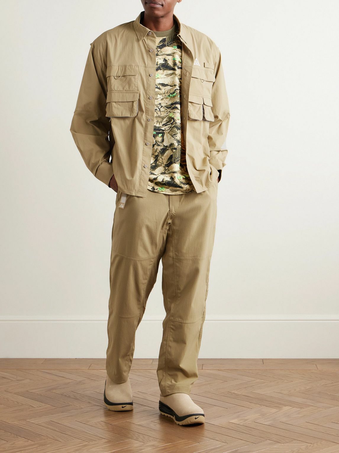 Nike - ACG Straight-Leg Belted Logo-Embroidered Shell Trousers
