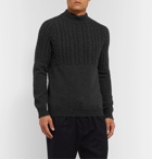 Incotex - Cable-Knit Wool and Cashmere-Blend Mock-Neck Sweater - Charcoal