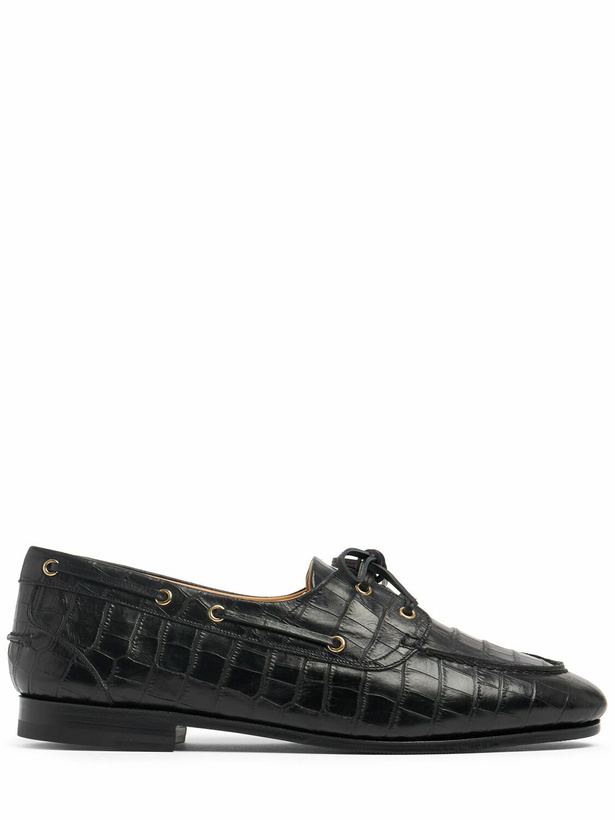 Photo: BALLY 10mm Pathy Croc Embossed Leather Loafers
