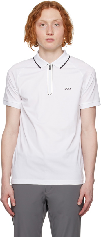 Photo: BOSS White Zip Polo