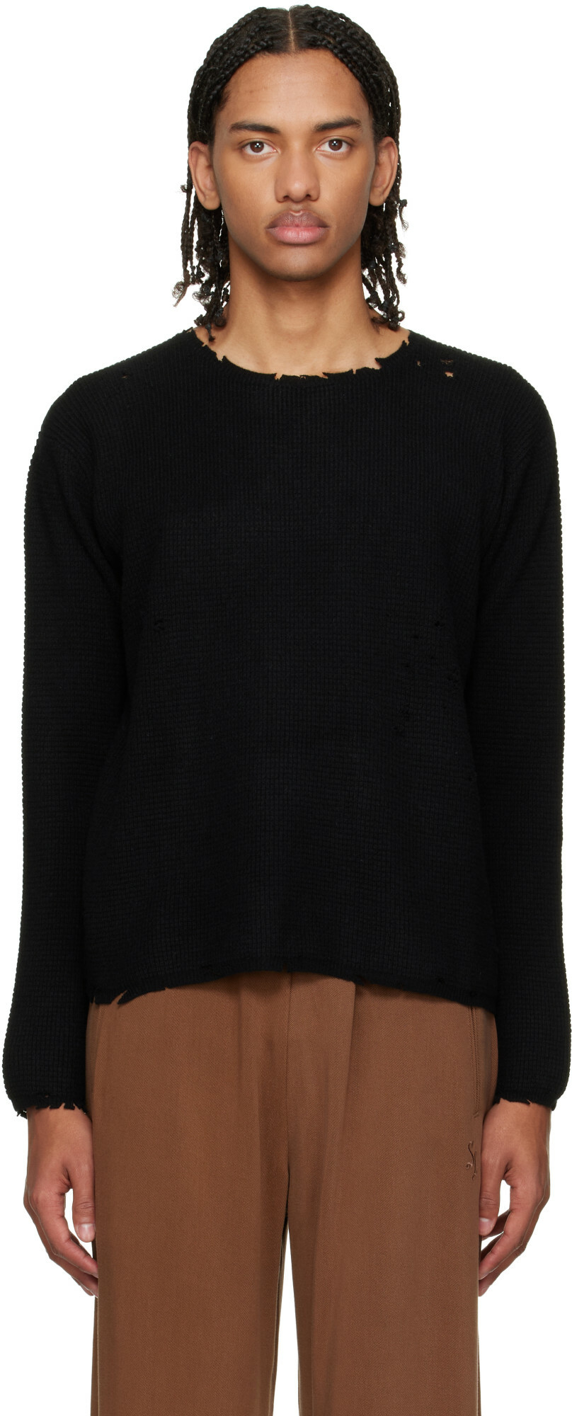 Second/Layer Black Pullover Waffle Knit Friends Sweater