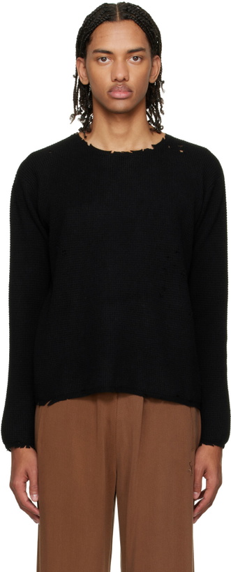 Photo: Second/Layer Black Pullover Waffle Knit Friends Sweater
