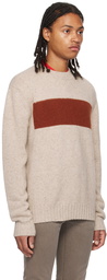 ZEGNA Taupe Striped Sweater