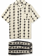 Desmond & Dempsey - Camp-Collar Printed Linen Pyjama Set - Neutrals